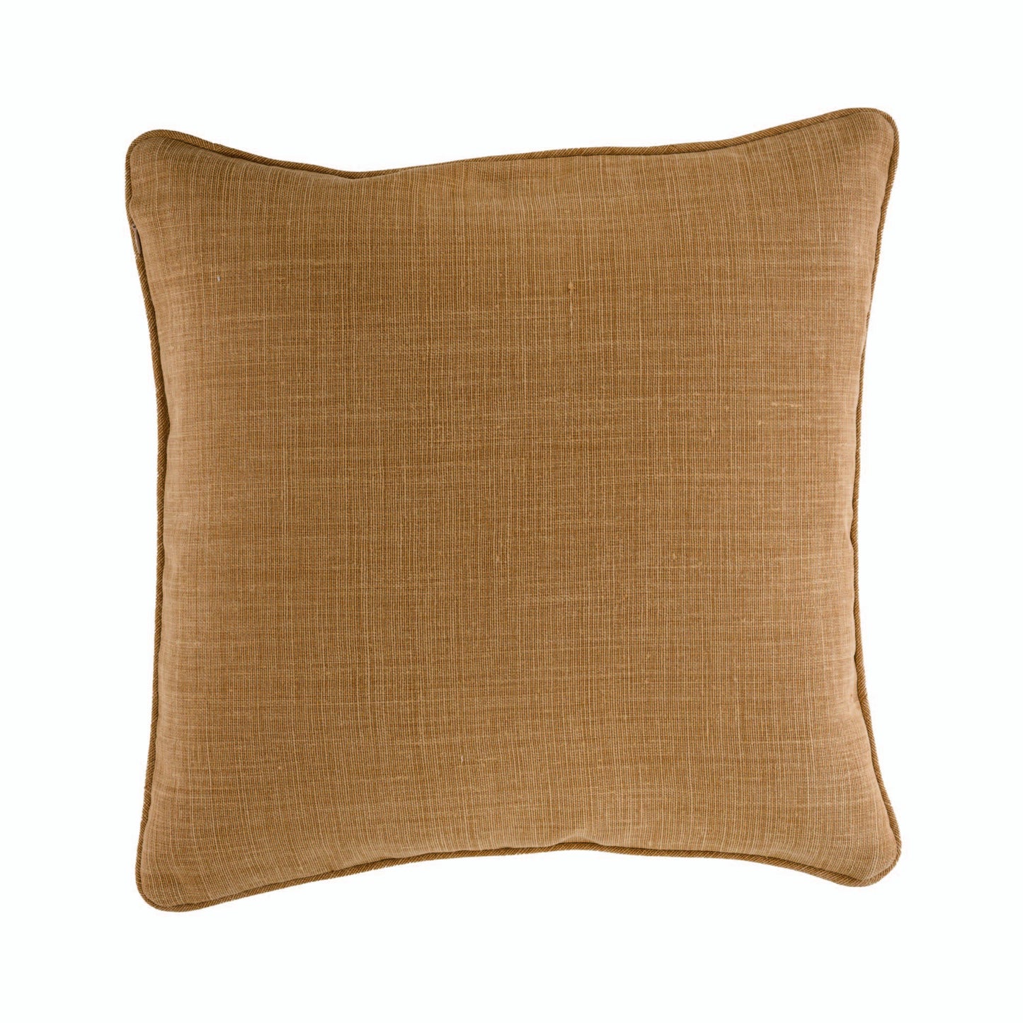 Tan & natural cotton embroidered motif cushion